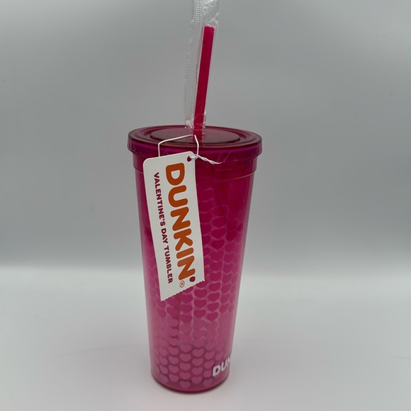 Dunkin Donuts Pink Ombre Hearts‎ Valentines Day Tumbler, Heart Shaped - Picture 8 of 10